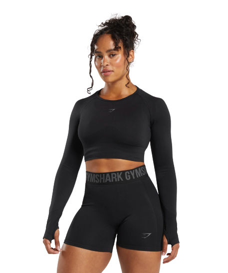 Gymshark Long Sleeve Crop Top Negro