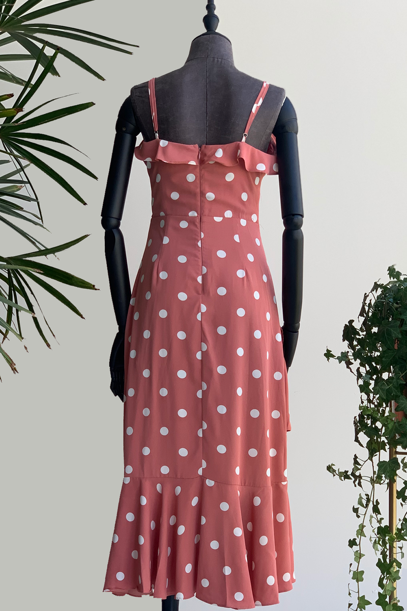 Vestido polka dot, tirantes Black & Rose