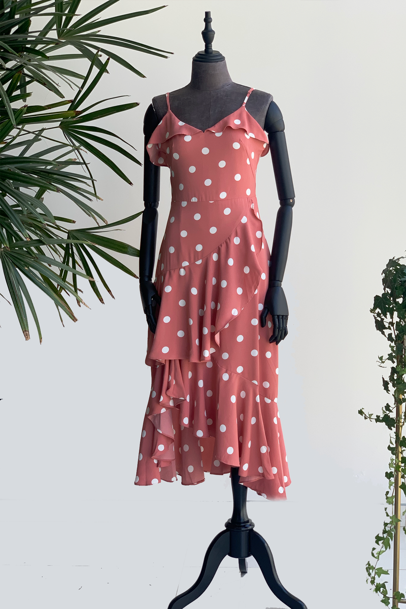 Vestido polka dot, tirantes Black & Rose