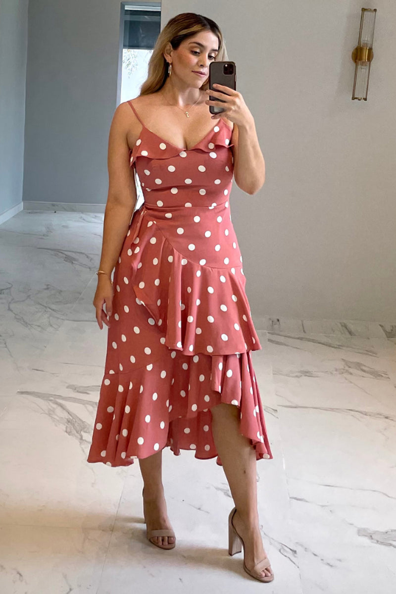 Vestido polka dot, tirantes Black & Rose