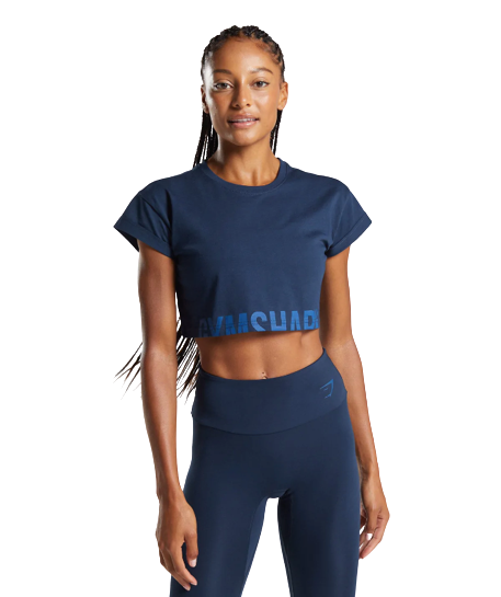 Gymshark Fraction Crop Top Azul